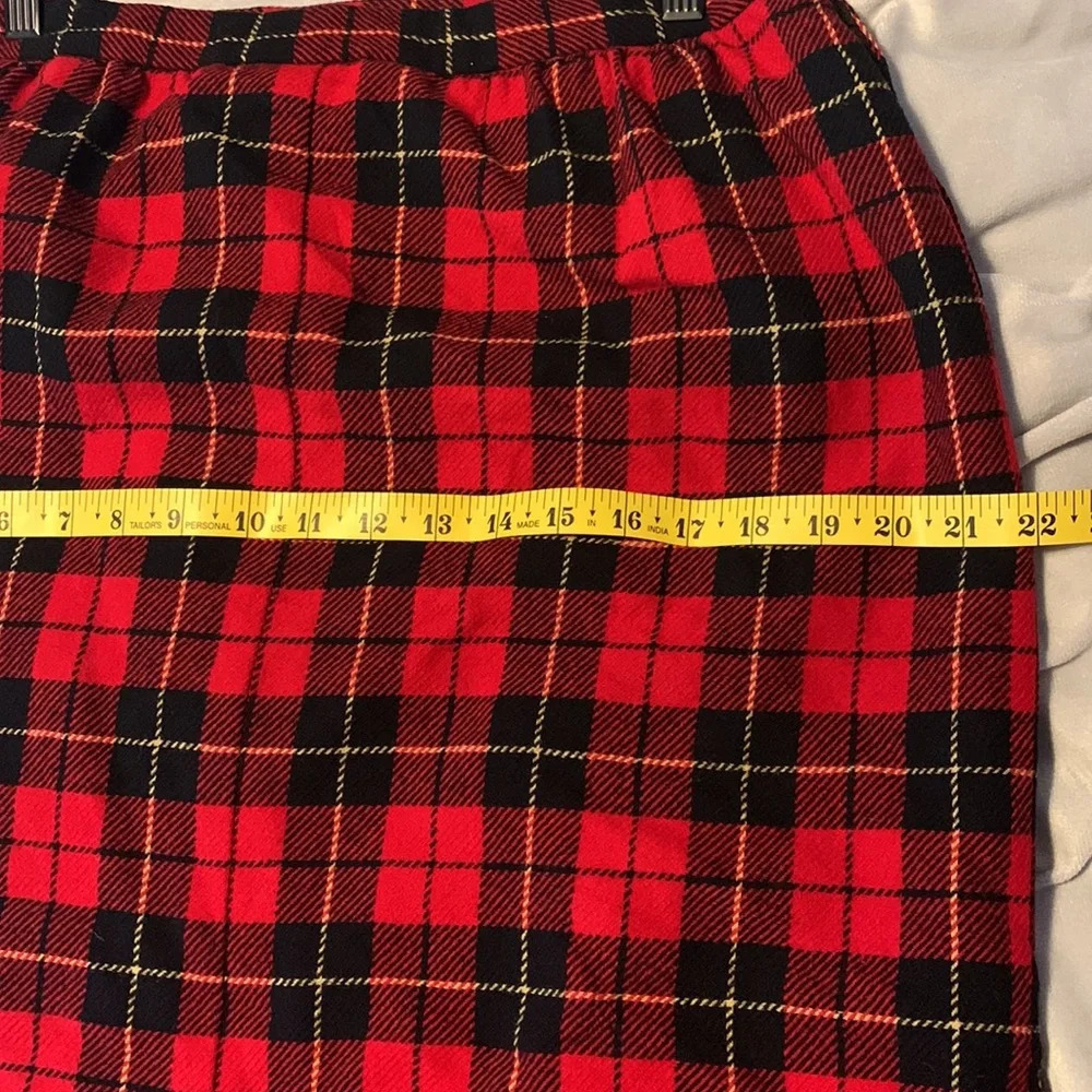 Pendleton size 16 p wool red black yellow scotch plaid tartan midi skirt vintage - Picture 6 of 10